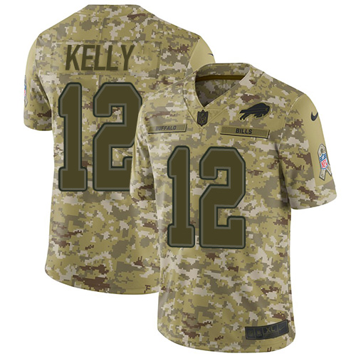 Nike Bills #12 Jim Kelly Camo Youth Stitched NFL Limited 2018 Salute to Service Jersey Nike Bills #12 Jim Kelly Camo Youth Stitched NFL Limited 2018 Salute to Service Jersey