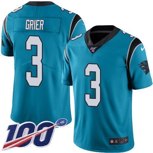Nike Panthers #3 Will Grier Blue Alternate Youth Stitched NFL 100th Season Vapor Untouchable Limited Jersey Nike Panthers #3 Will Grier Blue Alternate Youth Stitched NFL 100th Season Vapor Untouchable Limited Jersey