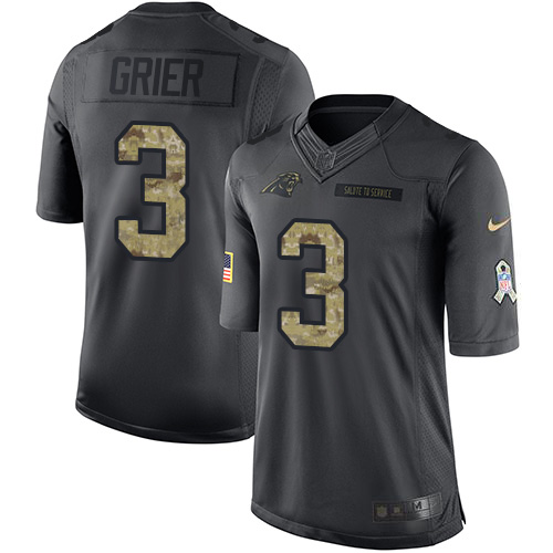 Nike Panthers #3 Will Grier Black Youth Stitched NFL Limited 2016 Salute to Service Jersey Nike Panthers #3 Will Grier Black Youth Stitched NFL Limited 2016 Salute to Service Jersey