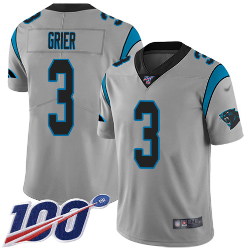 Nike Panthers #3 Will Grier Silver Youth Stitched NFL Limited Inverted Legend 100th Season Jersey Nike Panthers #3 Will Grier Silver Youth Stitched NFL Limited Inverted Legend 100th Season Jersey