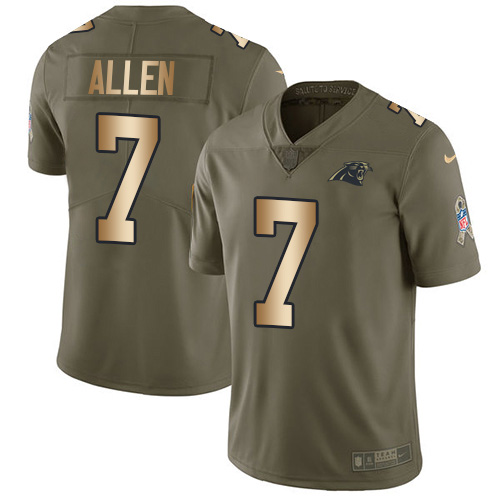Nike Panthers #7 Kyle Allen Olive/Gold Youth Stitched NFL Limited 2017 Salute to Service Jersey Nike Panthers #7 Kyle Allen Olive/Gold Youth Stitched NFL Limited 2017 Salute to Service Jersey