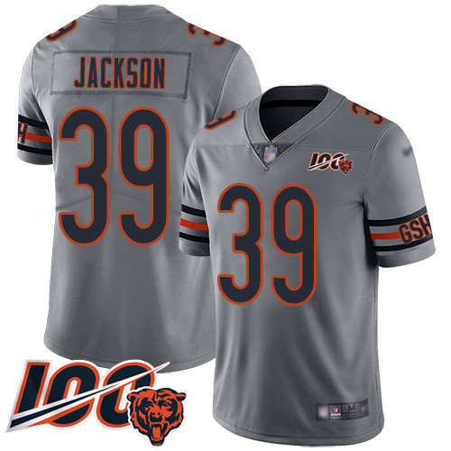 Nike Bears #39 Eddie Jackson Silver Youth Stitched NFL Limited Inverted Legend 100th Season Jersey