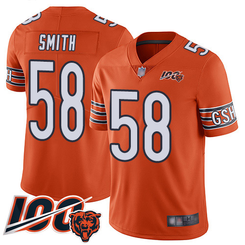 Nike Bears #58 Roquan Smith Orange Youth Stitched NFL Limited Rush 100th Season Jersey Nike Bears #58 Roquan Smith Orange Youth Stitched NFL Limited Rush 100th Season Jersey