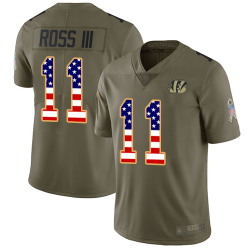 Nike Bengals #11 John Ross III Olive/USA Flag Youth Stitched NFL Limited 2017 Salute to Service Jersey Nike Bengals #11 John Ross III Olive/USA Flag Youth Stitched NFL Limited 2017 Salute to Service Jersey