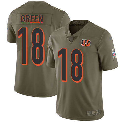 Nike Bengals #18 A.J. Green Olive Youth Stitched NFL Limited 2017 Salute to Service Jersey Nike Bengals #18 A.J. Green Olive Youth Stitched NFL Limited 2017 Salute to Service Jersey