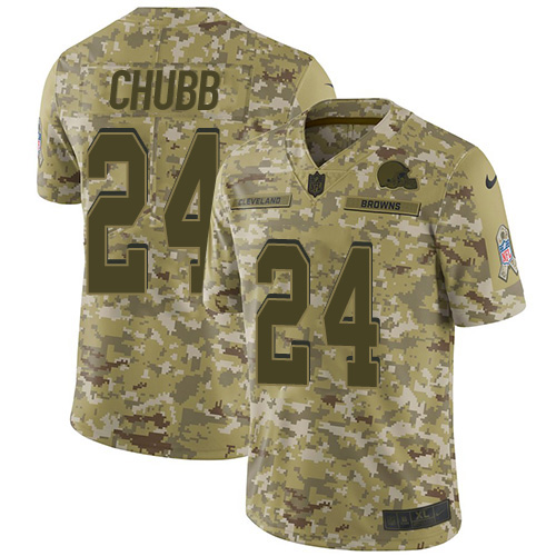 Nike Browns #24 Nick Chubb Camo Youth Stitched NFL Limited 2018 Salute to Service Jersey Nike Browns #24 Nick Chubb Camo Youth Stitched NFL Limited 2018 Salute to Service Jersey
