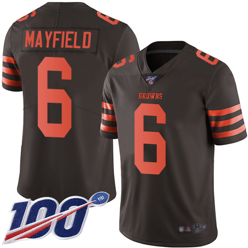 Nike Browns #6 Baker Mayfield Brown Youth Stitched NFL Limited Rush 100th Season Jersey Nike Browns #6 Baker Mayfield Brown Youth Stitched NFL Limited Rush 100th Season Jersey