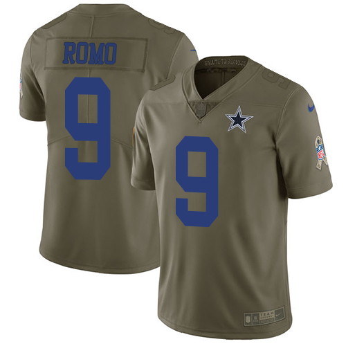 Nike Cowboys #9 Tony Romo Olive Youth Stitched NFL Limited 2017 Salute to Service Jersey Nike Cowboys #9 Tony Romo Olive Youth Stitched NFL Limited 2017 Salute to Service Jersey