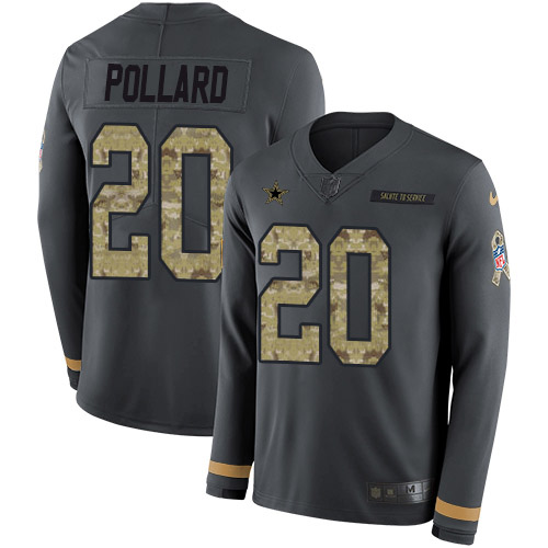 Nike Cowboys #20 Tony Pollard Anthracite Salute to Service Youth Stitched NFL Limited Therma Long Sleeve Jersey Nike Cowboys #20 Tony Pollard Anthracite Salute to Service Youth Stitched NFL Limited Therma Long Sleeve Jersey