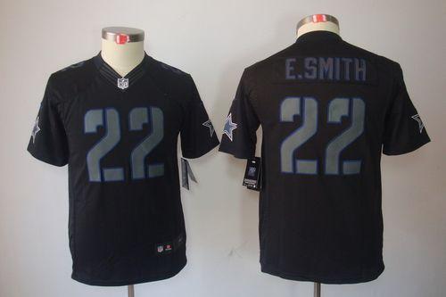 Nike Cowboys #22 Emmitt Smith Black Impact Youth Stitched NFL Limited Jersey Nike Cowboys #22 Emmitt Smith Black Impact Youth Stitched NFL Limited Jersey