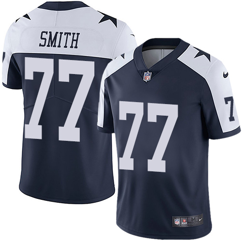Nike Cowboys #77 Tyron Smith Navy Blue Thanksgiving Youth Stitched NFL Vapor Untouchable Limited Throwback Jersey Nike Cowboys #77 Tyron Smith Navy Blue Thanksgiving Youth Stitched NFL Vapor Untouchable Limited Throwback Jersey