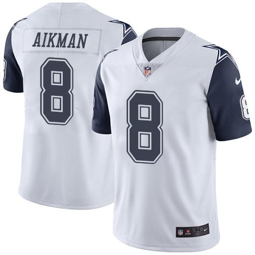 Nike Cowboys #8 Troy Aikman White Youth Stitched NFL Limited Rush Jersey Nike Cowboys #8 Troy Aikman White Youth Stitched NFL Limited Rush Jersey
