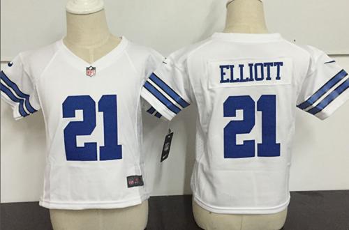 Toddler Nike Cowboys #21 Ezekiel Elliott White Stitched NFL Elite Jersey Toddler Nike Cowboys #21 Ezekiel Elliott White Stitched NFL Elite Jersey