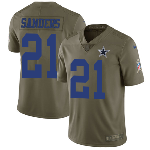 Nike Cowboys #21 Deion Sanders Olive Youth Stitched NFL Limited 2017 Salute to Service Jersey Nike Cowboys #21 Deion Sanders Olive Youth Stitched NFL Limited 2017 Salute to Service Jersey
