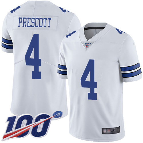 Nike Cowboys #4 Dak Prescott White Youth Stitched NFL 100th Season Vapor Limited Jersey Nike Cowboys #4 Dak Prescott White Youth Stitched NFL 100th Season Vapor Limited Jersey