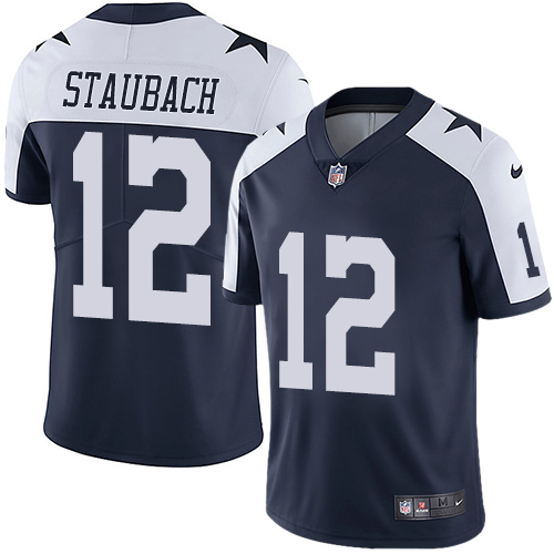 Nike Cowboys #12 Roger Staubach Navy Blue Thanksgiving Youth Stitched NFL Vapor Untouchable Limited Throwback Jersey Nike Cowboys #12 Roger Staubach Navy Blue Thanksgiving Youth Stitched NFL Vapor Untouchable Limited Throwback Jersey