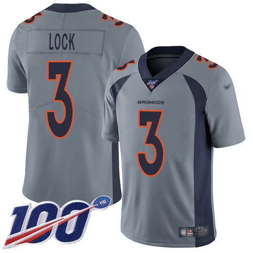 Nike Broncos #3 Drew Lock Gray Youth Stitched NFL Limited Inverted Legend 100th Season Jersey Nike Broncos #3 Drew Lock Gray Youth Stitched NFL Limited Inverted Legend 100th Season Jersey