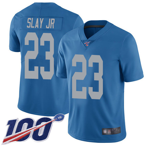 Nike Lions #23 Darius Slay Jr Blue Throwback Youth Stitched NFL 100th Season Vapor Limited Jersey Nike Lions #23 Darius Slay Jr Blue Throwback Youth Stitched NFL 100th Season Vapor Limited Jersey