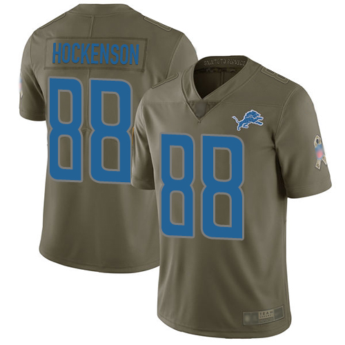 Nike Lions #88 T.J. Hockenson Olive Youth Stitched NFL Limited 2017 Salute to Service Jersey