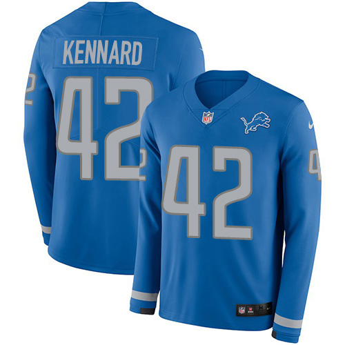 Nike Lions #42 Devon Kennard Blue Team Color Youth Stitched NFL Limited Therma Long Sleeve Jersey Nike Lions #42 Devon Kennard Blue Team Color Youth Stitched NFL Limited Therma Long Sleeve Jersey