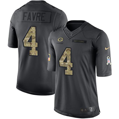 Nike Packers #4 Brett Favre Black Youth Stitched NFL Limited 2016 Salute to Service Jersey Nike Packers #4 Brett Favre Black Youth Stitched NFL Limited 2016 Salute to Service Jersey