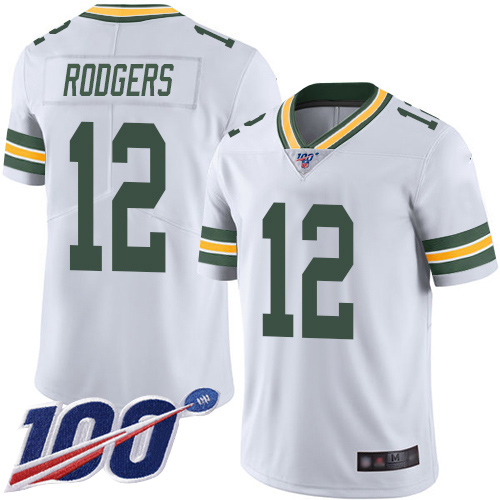 Nike Packers #12 Aaron Rodgers White Youth Stitched NFL 100th Season Vapor Limited Jersey Nike Packers #12 Aaron Rodgers White Youth Stitched NFL 100th Season Vapor Limited Jersey