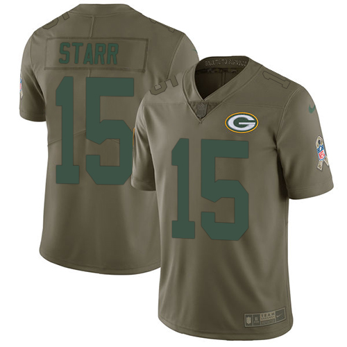 Nike Packers #15 Bart Starr Olive Youth Stitched NFL Limited 2017 Salute to Service Jersey Nike Packers #15 Bart Starr Olive Youth Stitched NFL Limited 2017 Salute to Service Jersey