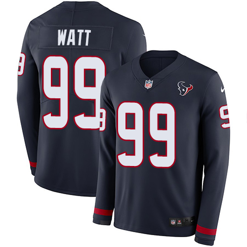 Nike Texans #99 J.J. Watt Navy Blue Team Color Youth Stitched NFL Limited Therma Long Sleeve Jersey Nike Texans #99 J.J. Watt Navy Blue Team Color Youth Stitched NFL Limited Therma Long Sleeve Jersey