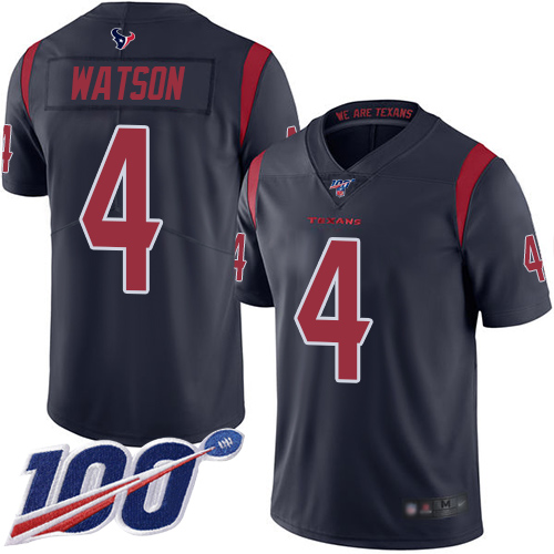 Nike Texans #4 Deshaun Watson Navy Blue Youth Stitched NFL Limited Rush 100th Season Jersey Nike Texans #4 Deshaun Watson Navy Blue Youth Stitched NFL Limited Rush 100th Season Jersey