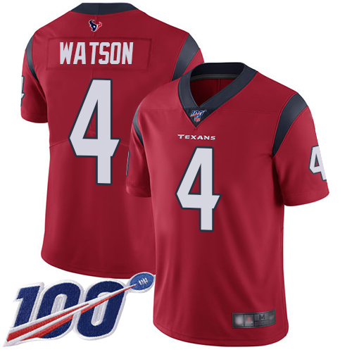 Nike Texans #4 Deshaun Watson Red Alternate Youth Stitched NFL 100th Season Vapor Limited Jersey Nike Texans #4 Deshaun Watson Red Alternate Youth Stitched NFL 100th Season Vapor Limited Jersey