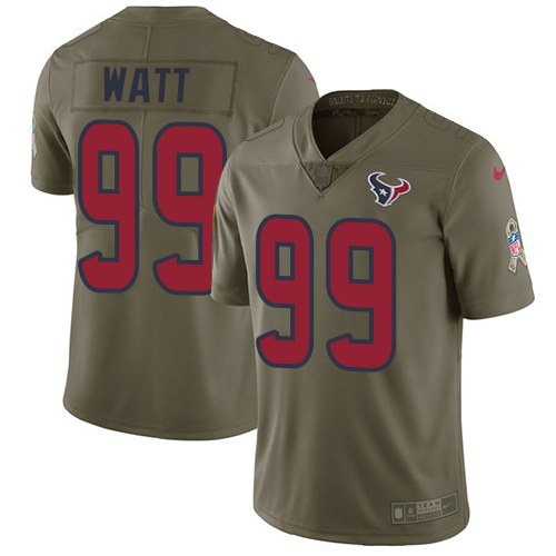 Nike Texans #99 J.J. Watt Olive Youth Stitched NFL Limited 2017 Salute to Service Jersey Nike Texans #99 J.J. Watt Olive Youth Stitched NFL Limited 2017 Salute to Service Jersey