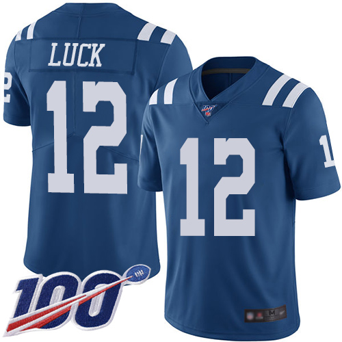 Nike Colts #12 Andrew Luck Royal Blue Youth Stitched NFL Limited Rush 100th Season Jersey Nike Colts #12 Andrew Luck Royal Blue Youth Stitched NFL Limited Rush 100th Season Jersey