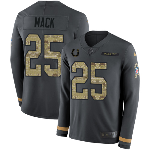 Nike Colts #25 Marlon Mack Anthracite Salute to Service Youth Stitched NFL Limited Therma Long Sleeve Jersey Nike Colts #25 Marlon Mack Anthracite Salute to Service Youth Stitched NFL Limited Therma Long Sleeve Jersey