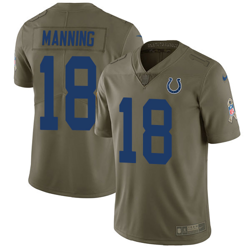 Nike Colts #18 Peyton Manning Olive Youth Stitched NFL Limited 2017 Salute to Service Jersey Nike Colts #18 Peyton Manning Olive Youth Stitched NFL Limited 2017 Salute to Service Jersey
