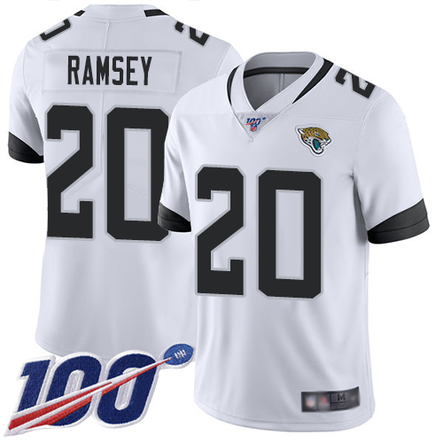 Nike Jaguars #20 Jalen Ramsey White Youth Stitched NFL 100th Season Vapor Limited Jersey Nike Jaguars #20 Jalen Ramsey White Youth Stitched NFL 100th Season Vapor Limited Jersey