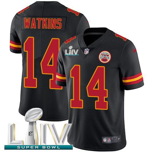Nike Chiefs #14 Sammy Watkins Black Super Bowl LIV 2020 Youth Stitched NFL Limited Rush Jersey Nike Chiefs #14 Sammy Watkins Black Super Bowl LIV 2020 Youth Stitched NFL Limited Rush Jersey