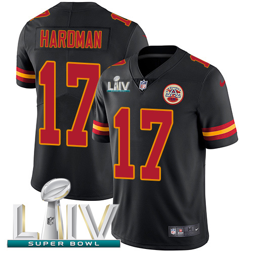 Nike Chiefs #17 Mecole Hardman Black Super Bowl LIV 2020 Youth Stitched NFL Limited Rush Jersey Nike Chiefs #17 Mecole Hardman Black Super Bowl LIV 2020 Youth Stitched NFL Limited Rush Jersey