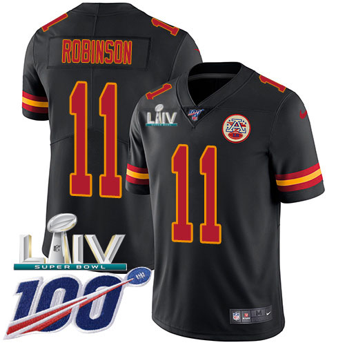 Nike Chiefs #11 Demarcus Robinson Black Super Bowl LIV 2020 Youth Stitched NFL Limited Rush Jersey Nike Chiefs #11 Demarcus Robinson Black Super Bowl LIV 2020 Youth Stitched NFL Limited Rush Jersey