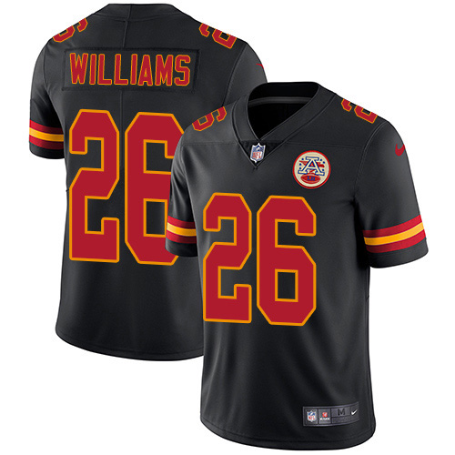 Nike Chiefs #26 Damien Williams Black Youth Stitched NFL Limited Rush Jersey Nike Chiefs #26 Damien Williams Black Youth Stitched NFL Limited Rush Jersey