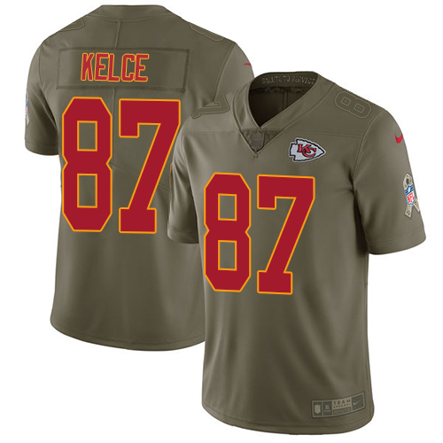 Nike Chiefs #87 Travis Kelce Olive Youth Stitched NFL Limited 2017 Salute to Service Jersey Nike Chiefs #87 Travis Kelce Olive Youth Stitched NFL Limited 2017 Salute to Service Jersey