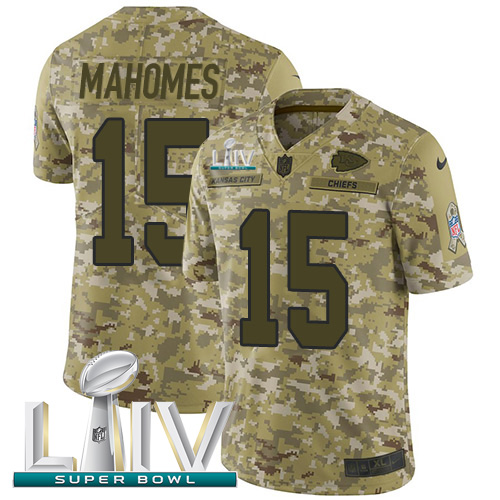 Nike Chiefs #15 Patrick Mahomes Camo Super Bowl LIV 2020 Youth Stitched NFL Limited 2018 Salute To Service Jersey Nike Chiefs #15 Patrick Mahomes Camo Super Bowl LIV 2020 Youth Stitched NFL Limited 2018 Salute To Service Jersey