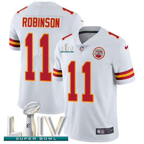 Nike Chiefs #11 Demarcus Robinson White Super Bowl LIV 2020 Youth Stitched NFL Vapor Untouchable Limited Jersey Nike Chiefs #11 Demarcus Robinson White Super Bowl LIV 2020 Youth Stitched NFL Vapor Untouchable Limited Jersey