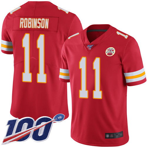 Nike Chiefs #11 Demarcus Robinson Red Team Color Youth Stitched NFL 100th Season Vapor Limited Jersey Nike Chiefs #11 Demarcus Robinson Red Team Color Youth Stitched NFL 100th Season Vapor Limited Jersey