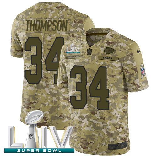 Nike Chiefs #34 Darwin Thompson Camo Super Bowl LIV 2020 Youth Stitched NFL Limited 2018 Salute To Service Jersey Nike Chiefs #34 Darwin Thompson Camo Super Bowl LIV 2020 Youth Stitched NFL Limited 2018 Salute To Service Jersey