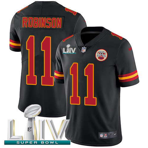 Nike Chiefs #11 Demarcus Robinson Black Super Bowl LIV 2020 Youth Stitched NFL Limited Rush Jersey Nike Chiefs #11 Demarcus Robinson Black Super Bowl LIV 2020 Youth Stitched NFL Limited Rush Jersey