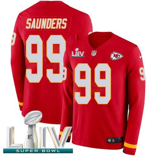 Nike Chiefs #99 Khalen Saunders Red Super Bowl LIV 2020 Team Color Youth Stitched NFL Limited Therma Long Sleeve Jersey Nike Chiefs #99 Khalen Saunders Red Super Bowl LIV 2020 Team Color Youth Stitched NFL Limited Therma Long Sleeve Jersey