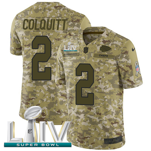 Nike Chiefs #2 Dustin Colquitt Camo Super Bowl LIV 2020 Youth Stitched NFL Limited 2018 Salute To Service Jersey Nike Chiefs #2 Dustin Colquitt Camo Super Bowl LIV 2020 Youth Stitched NFL Limited 2018 Salute To Service Jersey