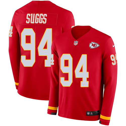 Nike Chiefs #94 Terrell Suggs Red Team Color Youth Stitched NFL Limited Therma Long Sleeve Jersey Nike Chiefs #94 Terrell Suggs Red Team Color Youth Stitched NFL Limited Therma Long Sleeve Jersey