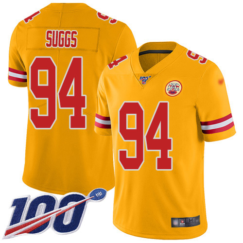 Nike Chiefs #94 Terrell Suggs Gold Youth Stitched NFL Limited Inverted Legend 100th Season Jersey Nike Chiefs #94 Terrell Suggs Gold Youth Stitched NFL Limited Inverted Legend 100th Season Jersey