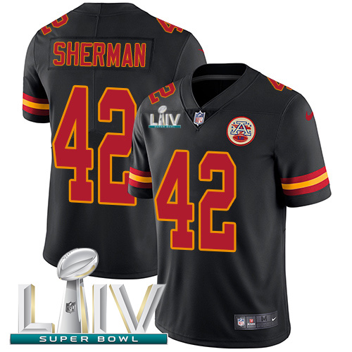 Nike Chiefs #42 Anthony Sherman Black Super Bowl LIV 2020 Youth Stitched NFL Limited Rush Jersey Nike Chiefs #42 Anthony Sherman Black Super Bowl LIV 2020 Youth Stitched NFL Limited Rush Jersey